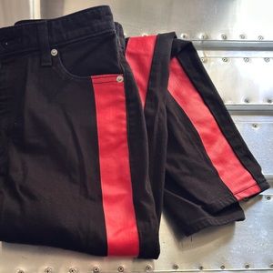 Calvin Klein red stripe black jeans